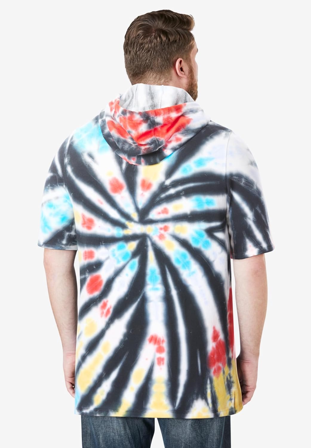 Liberty Blues by KingSize Men's Big & Tall Short-Sleeve Hoodie - 2XL, Tie Dye