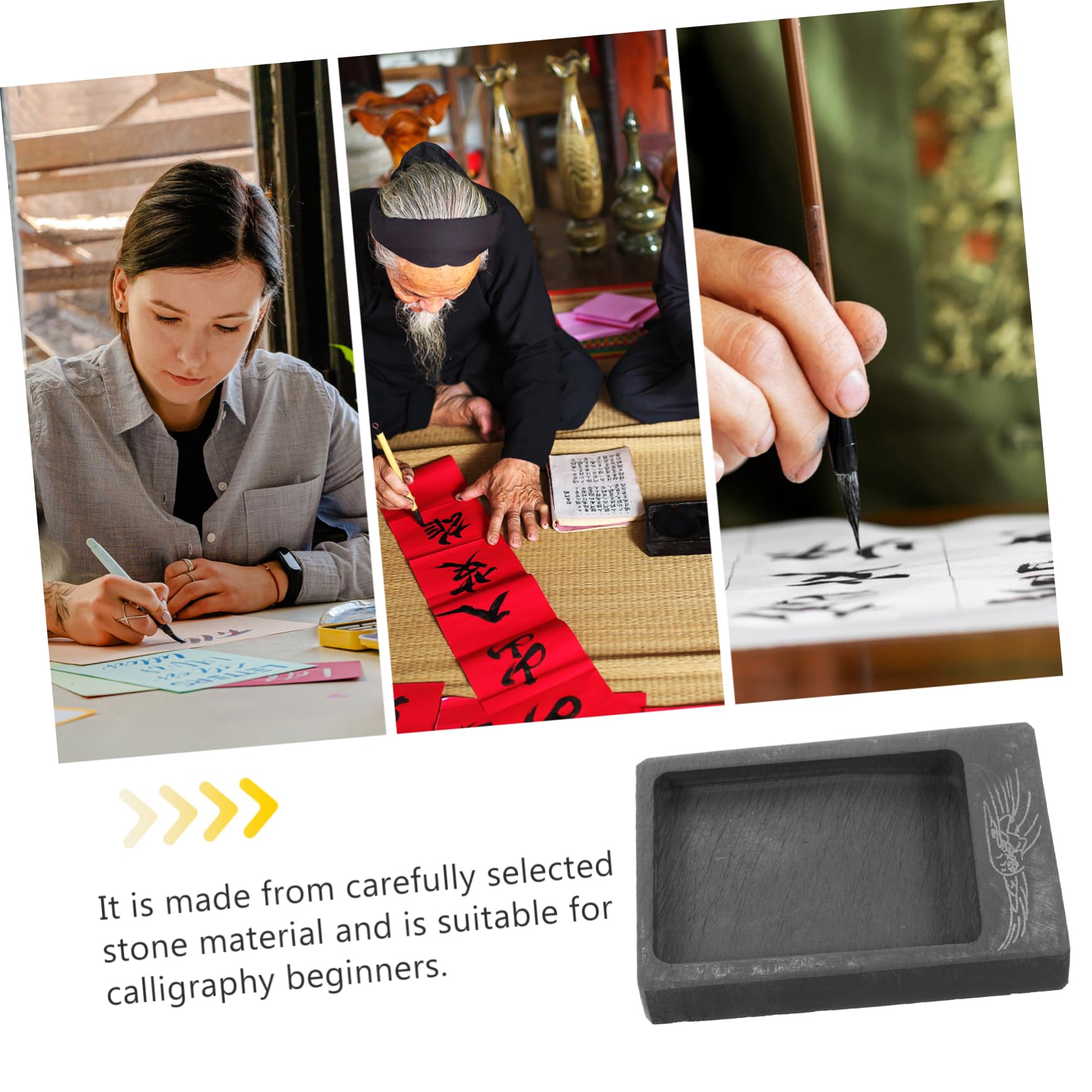 Amazon | Operitacx 迷你砚台 書道用石製練習硯盤 レトロカラー