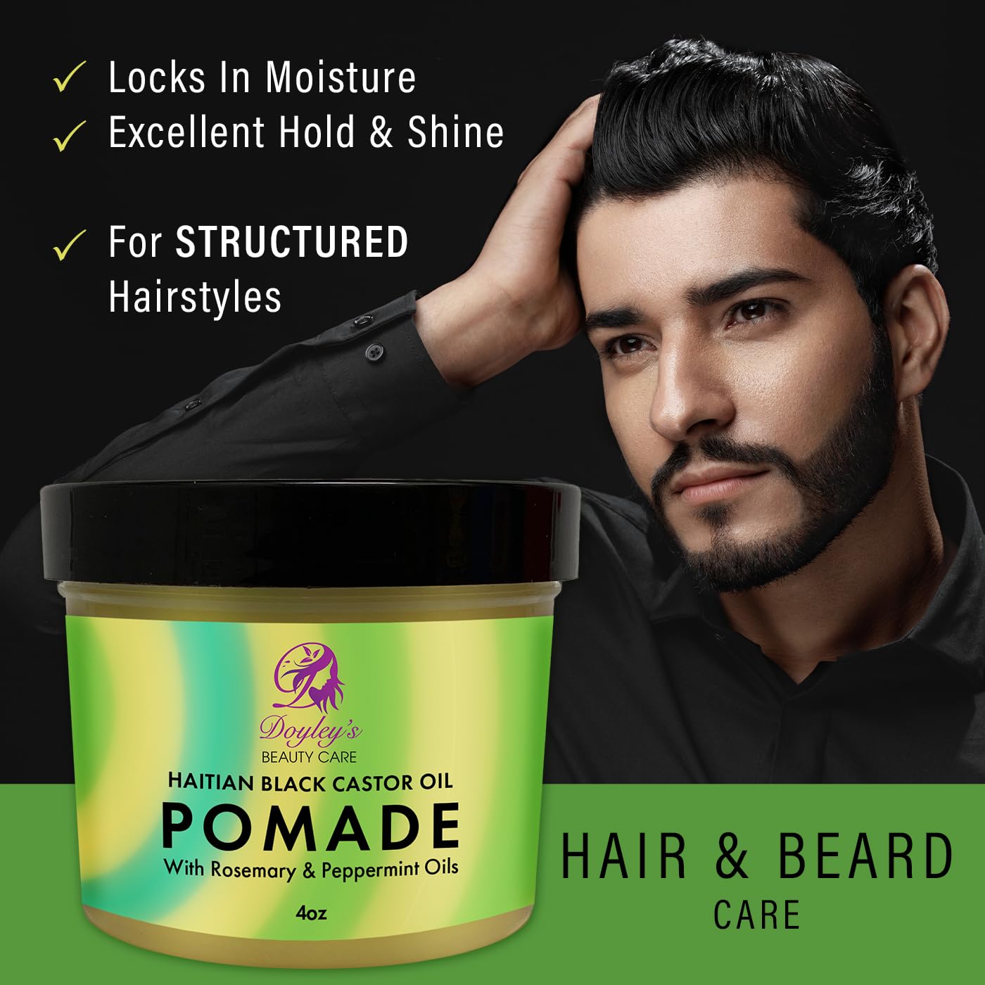 Doyley's Haitian Black Castor Oil Pomade 4oz | Rosemary and Peppermint Oils