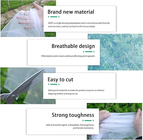Miniatura 4 de Red de insectos, red de jardín para protección del jardín, mosquitera de malla fina para árbol de cigarras, invernadero (8 pies x 25 pies, blanco)