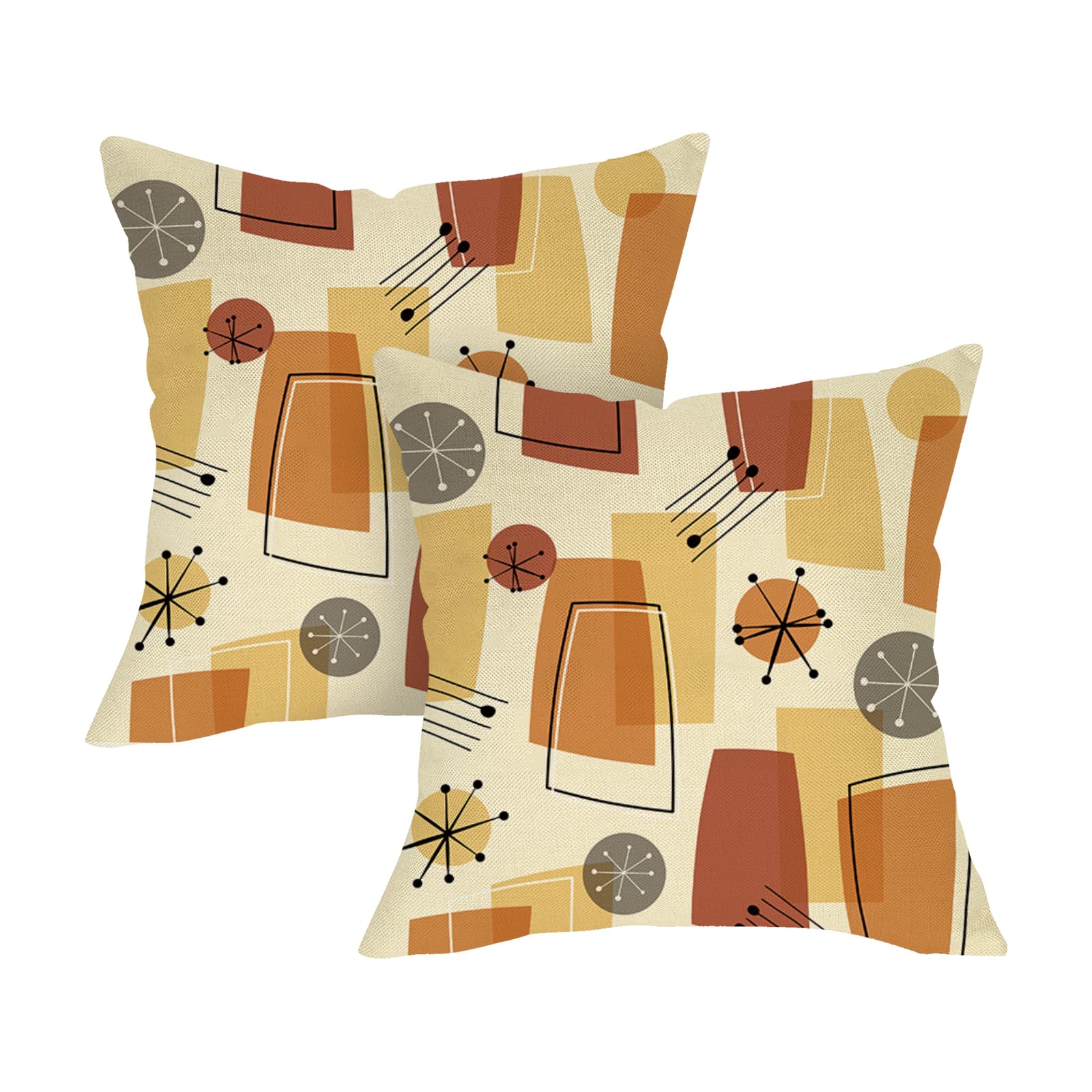Fjfz Abstract Geometric Decorative Throw Pillow Covers 18 x 18 Set of 2 Mid Century Modern Aesthetic Porch
