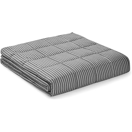 YnM Weighted Blanket (20 lbs, 60''x80'', Queen Size) for People Weigh Around 190lbs | 2.0 Cozy Heavy Blanket | 100% Oeko-Tex Certified Cotton Material with Premium Glass Beads, Grey White …
