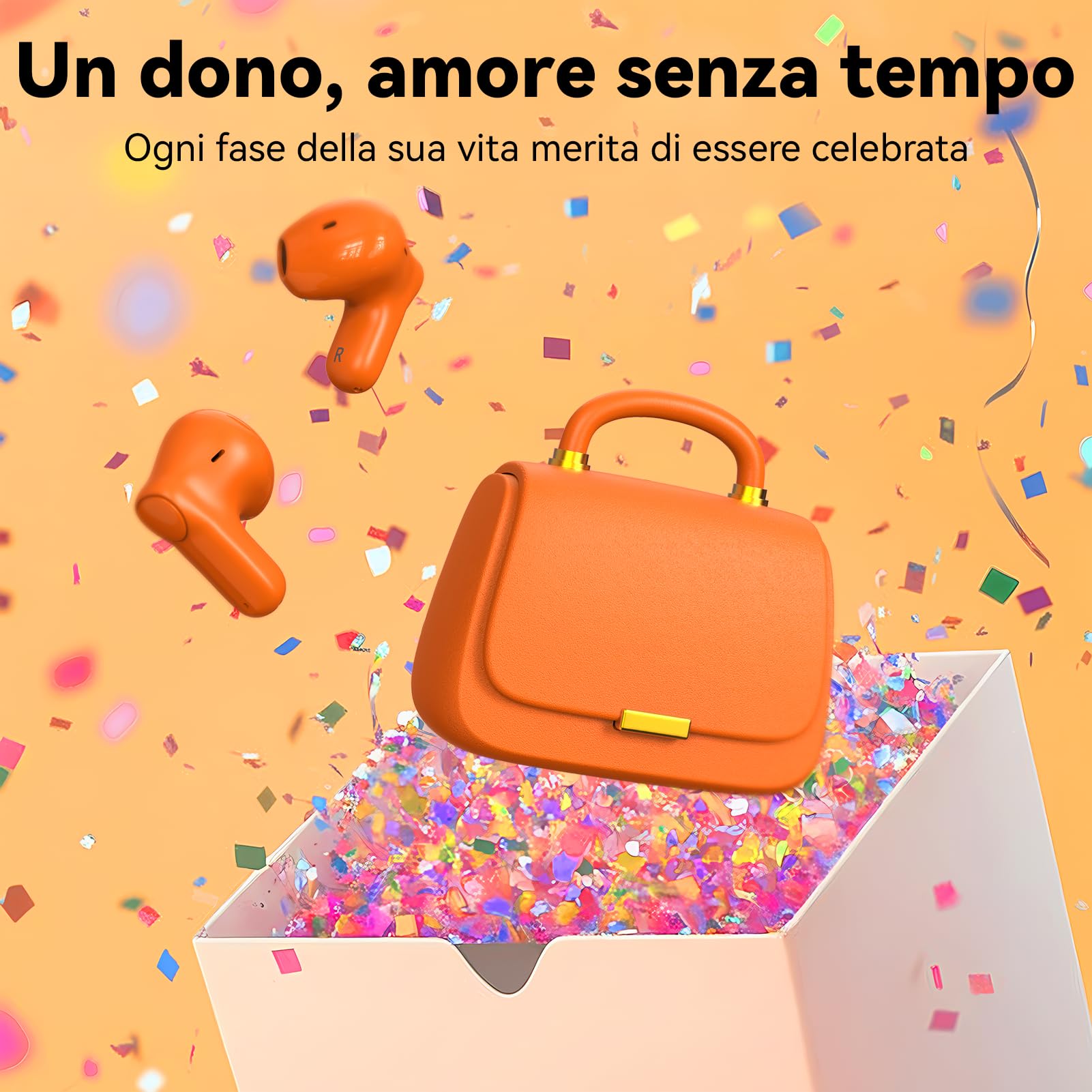 ANCwear Auricolari Bluetooth 5.4 In-Ear con Custodia a Forma di Borsetta | 30 ore con la custodia e solo 3,5 g per auricolare, con adesivi fai da te: idea regalo per ragazze, adolescenti e donne