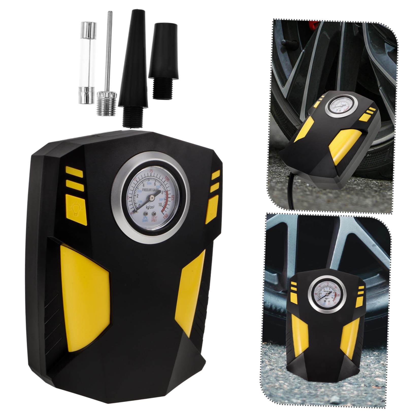 Compressore d'Aria Portatile Pompa per Pneumatici in ABS Display Digitale Gonfiaggio Regolabile per Auto e Moto per Veicoli di Varie Dimensioni