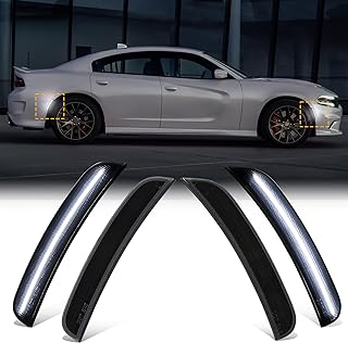 Side Marker Lights for Dodg’e Charger 2015-2023 – 4PCS Front & Rear LED Fender Light White Parking Lamp for Charger SXT Scatpack SRT Hellcat 2015 2016 2017 2018 2019 2020 2021 2022 2023