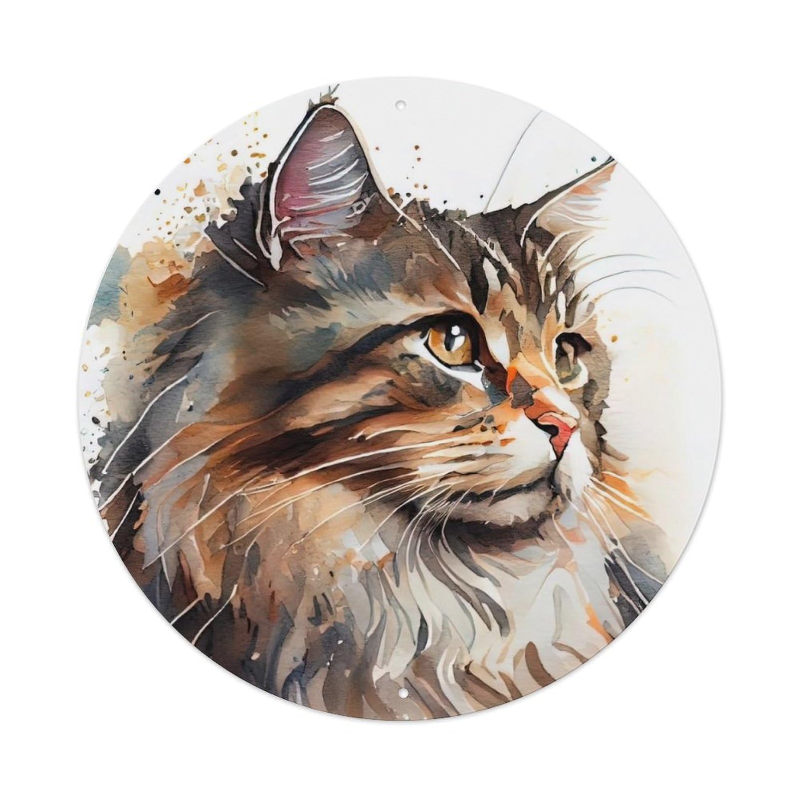 Animal Watercolor Art Cute Cat Metal Tin Sign