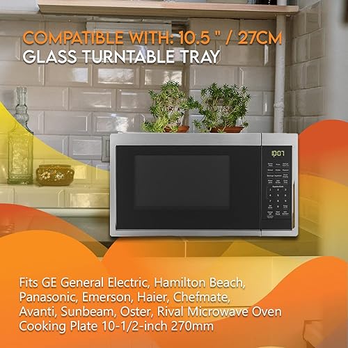 Miniatura 6 de Bandeja giratoria de vidrio para microondas de 10.5 pulgadas compatible con GE General Electric. Número de pieza WB48X21336 reemplaza a PS8755334.