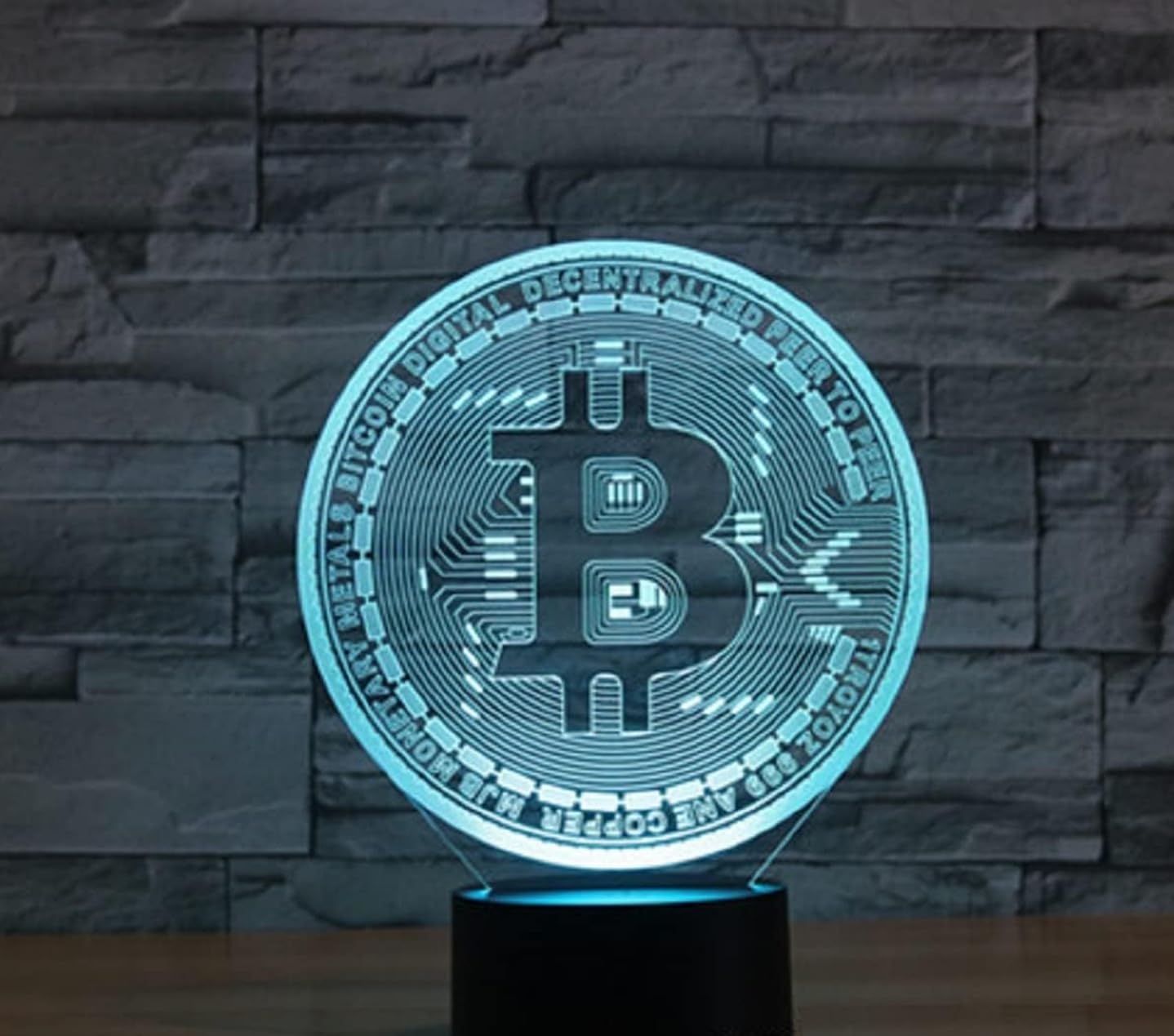 Lampada Notturna 3D Bitcoin A LED 16 Colori Con Telecomando – Acrilico, Effetto Illusione, USB, Regalo Per Bambini E Appassionati Crypto