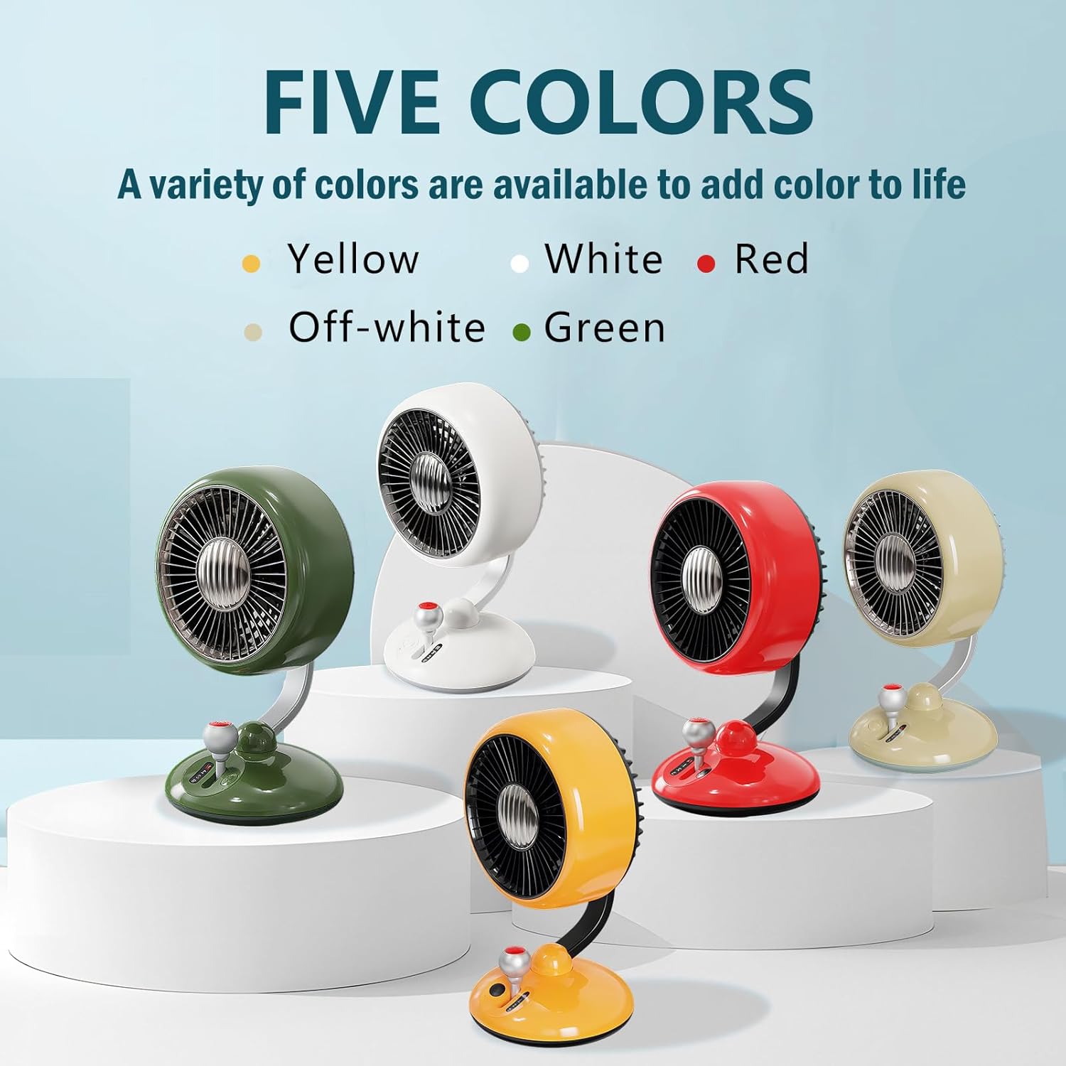 Desk Fan with Night Light, 9 Inch Air Circulator Fan with 3 Speed, 45° Tilt, 120° Oscillation, Quiet Table Fan for Bedroom, Office, Indoor, Camping Tent, RV, Outdoor (Yellow)