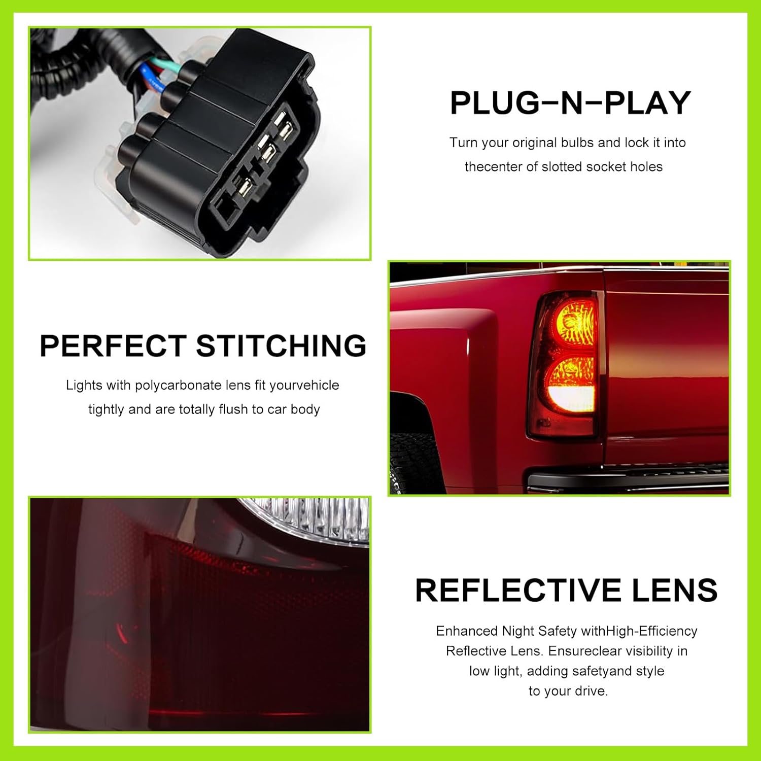 HSMOTHEV Tail Light Assembly For 2003-2006 Chevy Silverado 1500 1500HD 2500 2500HD 3500, Chevy Silverado Classic 2007 Driver and Passenger Side Tail Light - Bulb and Harness Included Deep Red