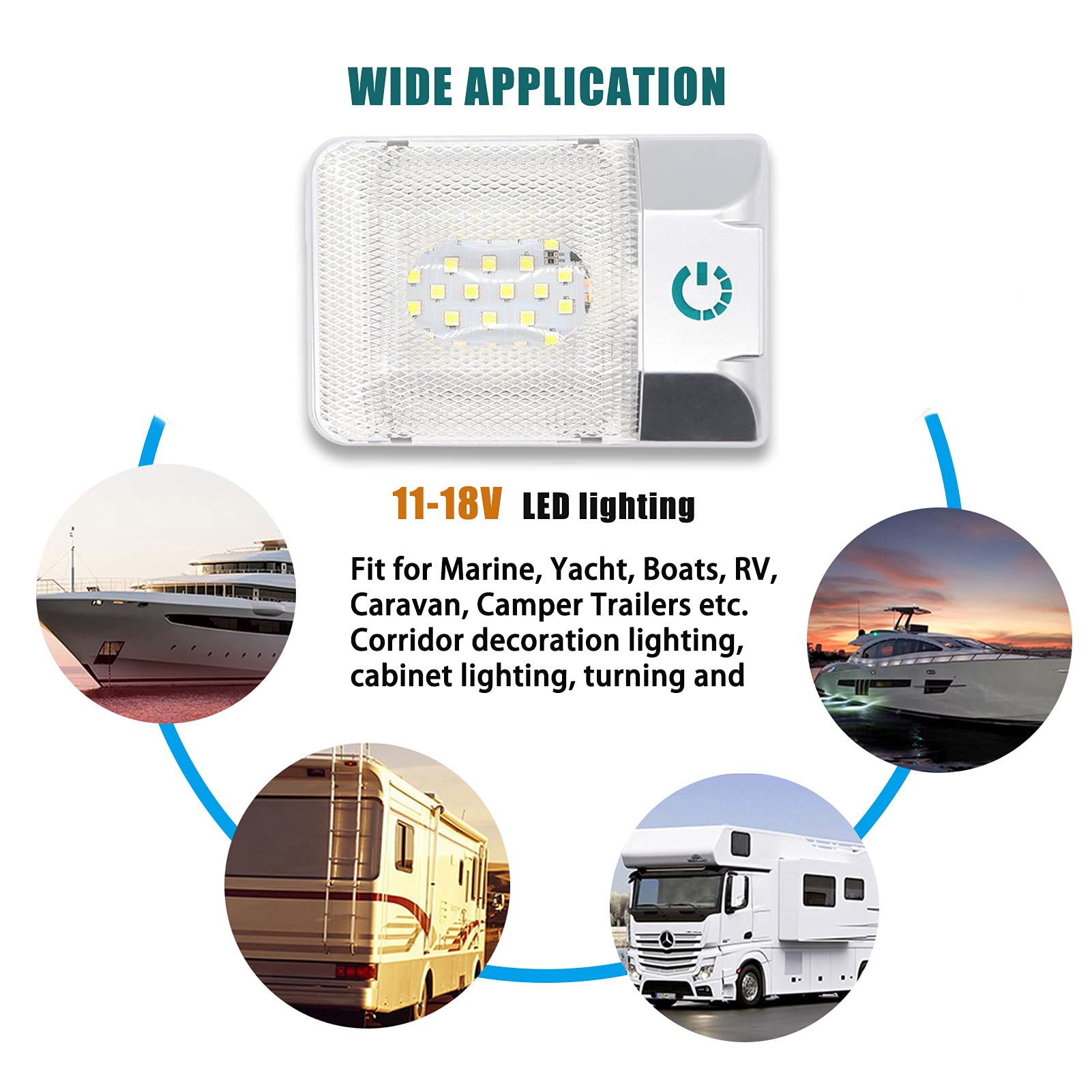 Luci Interne a LED per Camper 12v Dimmerabili, Plafoniera per Camper con Pulsante Tattile 3.6w 6000k Illuminazione per Camper per Barche Illuminazione per Rimorchi di Ricambio,2pc,Single Lamp