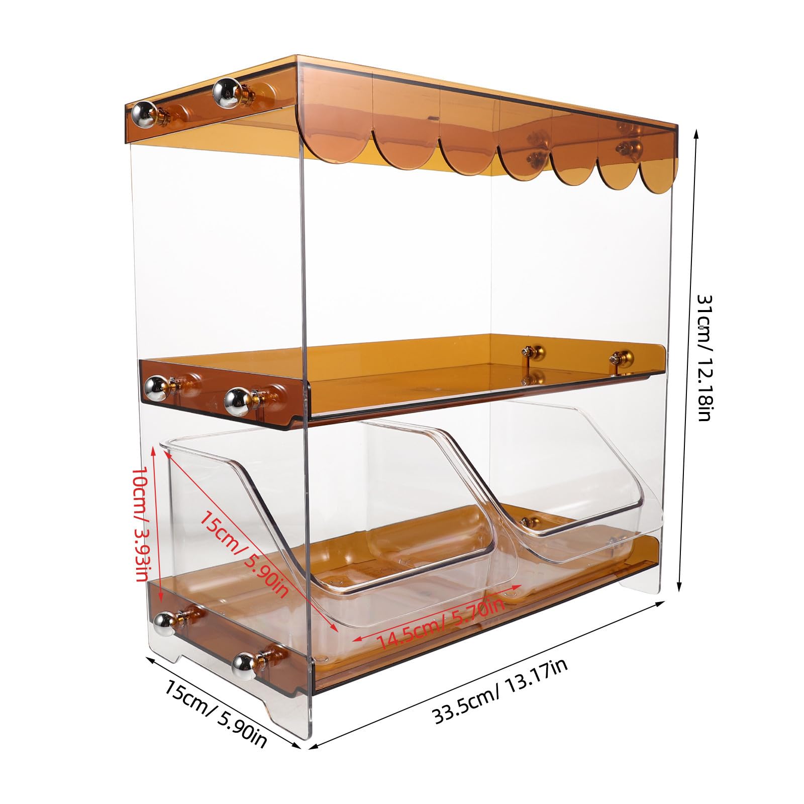 OUNONA Caja Organizadora Material Pet con Diseño Ahorrador de Espacio 2 Niveles con Cajón Extraíble y Compartimentos Múltiples para Bolsas de Té para Cocina u Oficina
