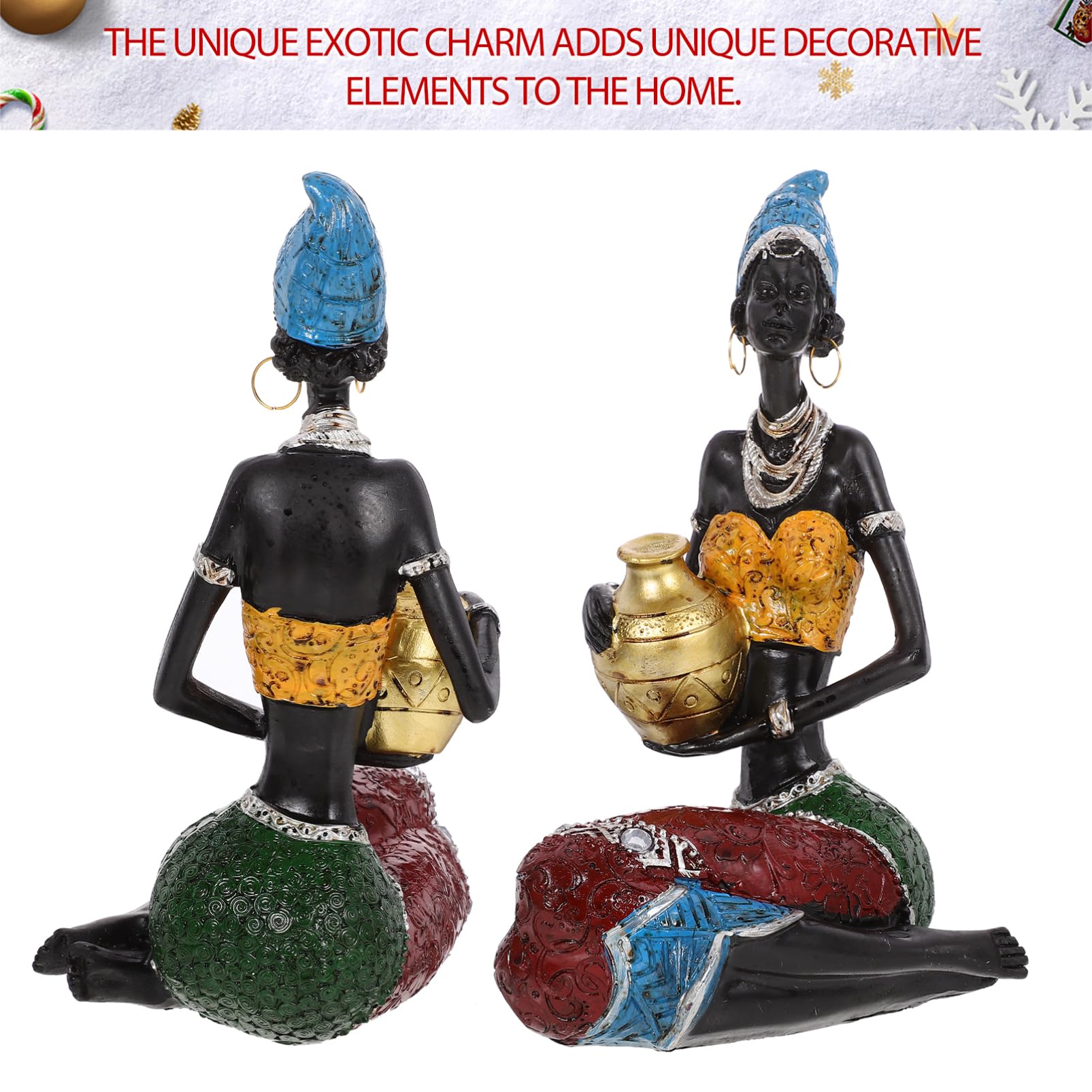 Personajes Africanos De Resina Escultura De Mujer Africana Decoración Artesanal para Hogar Sala De Estar Dormitorio Obsequio De San Valentín Figura De Escritorio