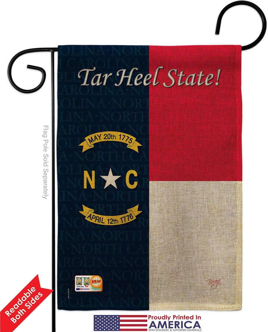 North Carolina Burlap Garden Flag Americana States USA American Territories Republic Country Particular Area Small Decorative Gift Yard House Banner Double-Sided Made In 13 X 18.5