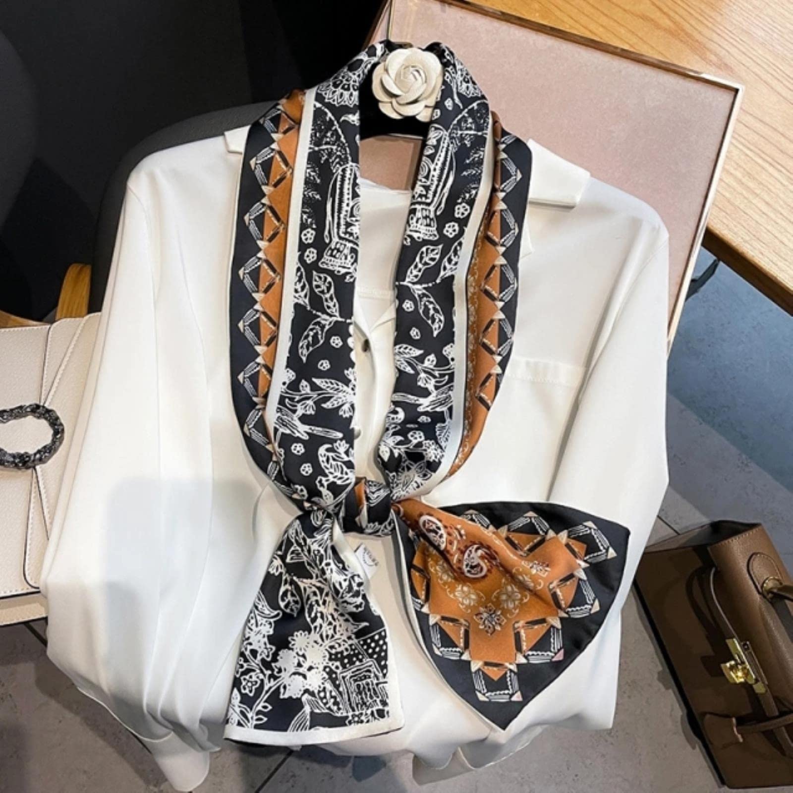 Sciarpa Per Capelli In Seta Lunga 150 Cm | Satinata E Morbida In Poliestere | Accessorio Moda Donna - 3