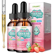 2 Pack 21 in 1 Parasite Cleanse for Humans & Kids Wormwood Black Walnut Pumpkin Seed, Probiotics 10 Billion CFU, Digestive & Gut Health Drops, Parasite Cleanse for kids Strawberry Flavor 2 oz