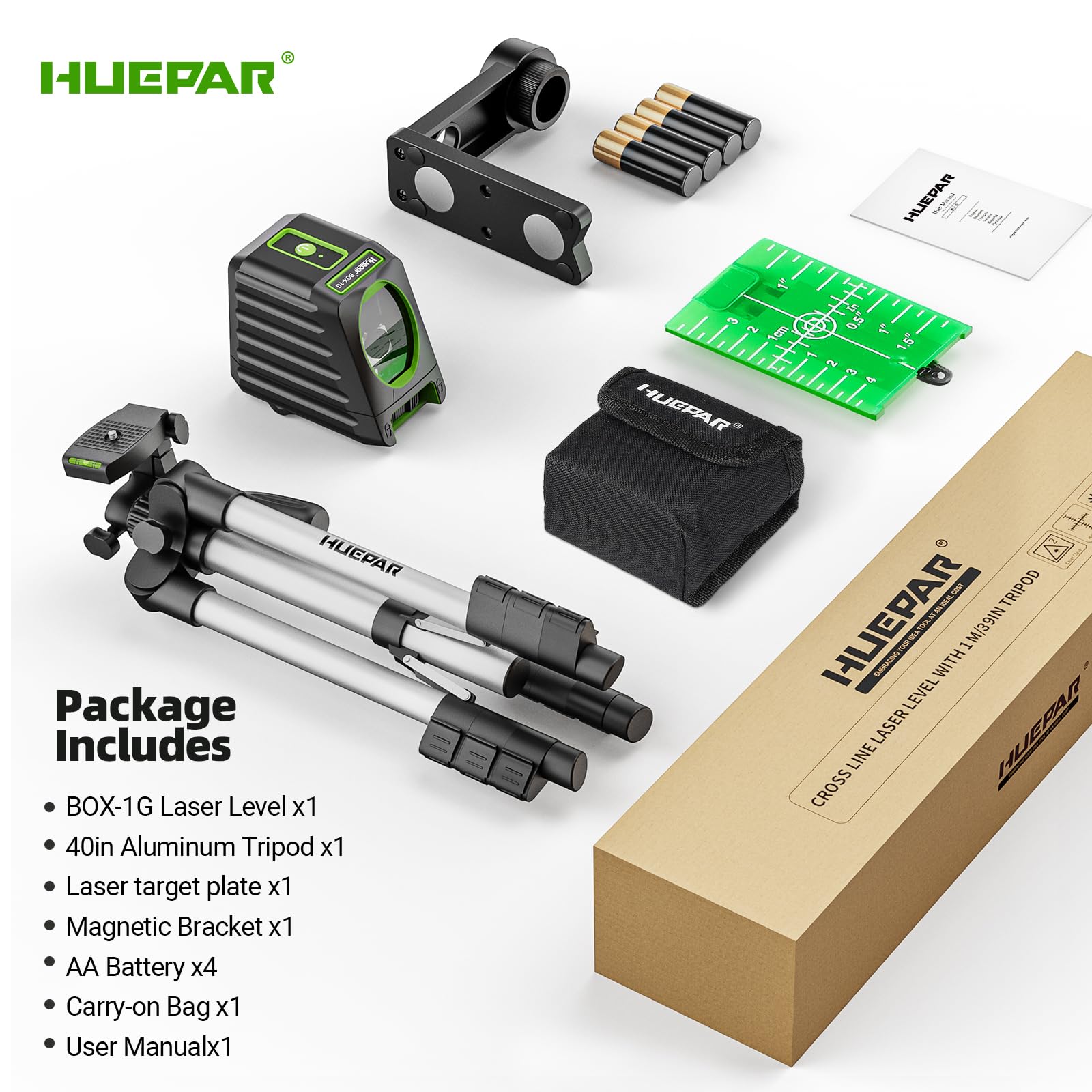 Huepar Laser Level & 40in Tripod - Level Projects Easily -9