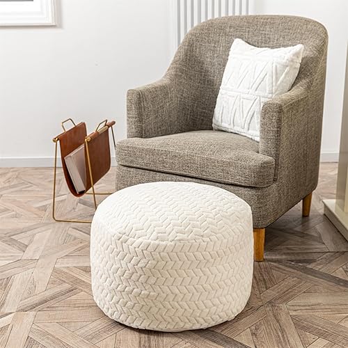 Puf Otomano Sin Relleno Redondo Reposapiés Puf Otomano Sin Relleno Taburete de Piso para Pies con Almacenamiento para Sala de Estar Dormitorio Funda
