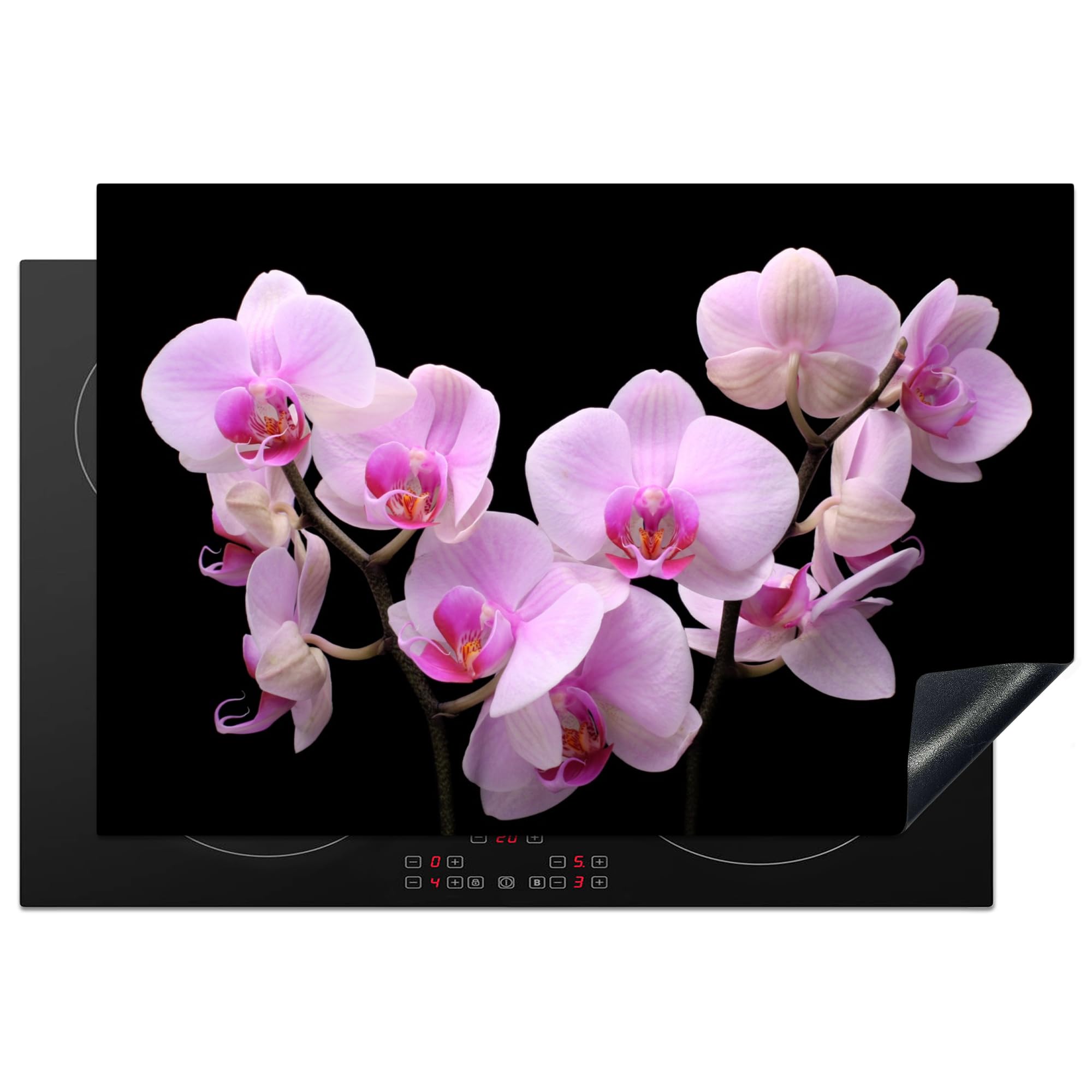 KitchenYeah© Induction Hob Protector Mat 20.5"x30.7" / 78x52 cm Stove Cap Top Cover Kitchen Cooker Covers for Electric Hobs Vinyl Orchid - Flowers - Pink - Flora — image 1