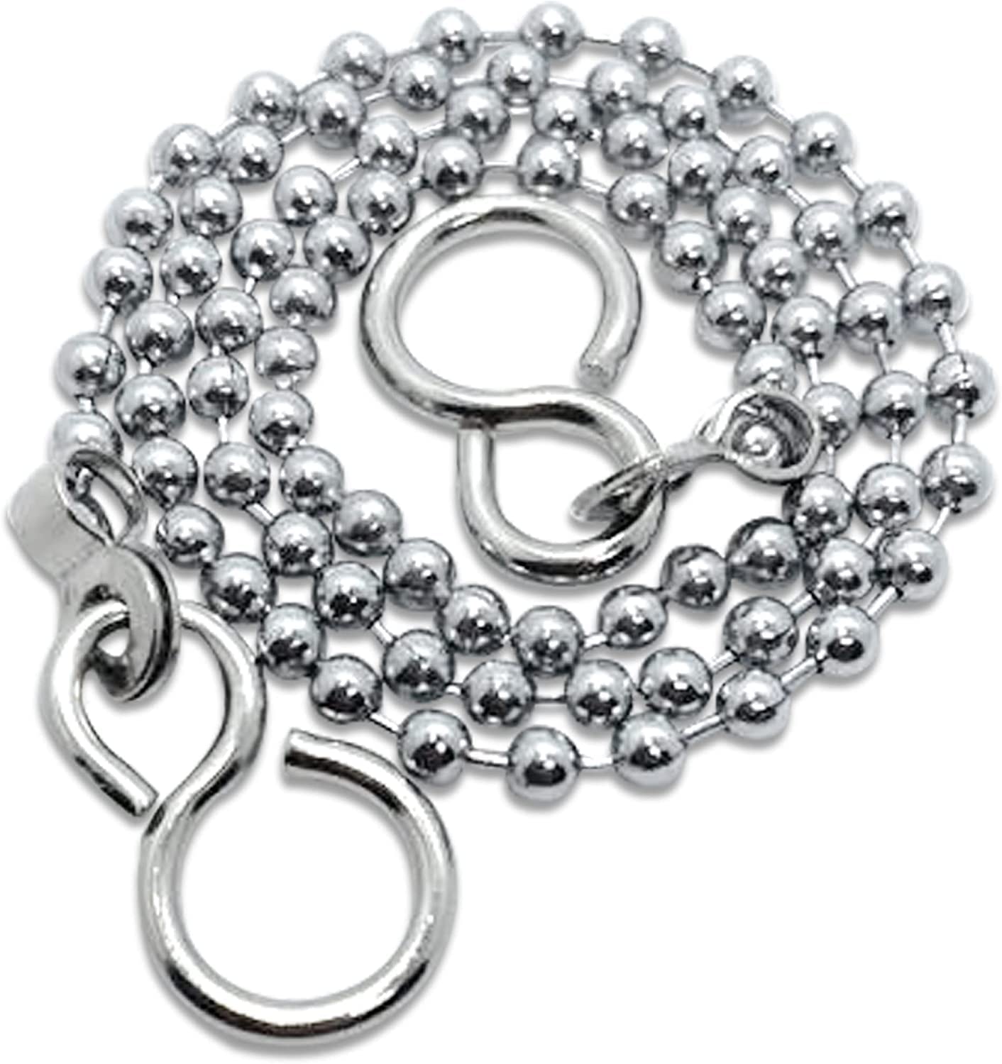 Bath Chain Ball Type with S Shaped Hook 450mm (18 Inch)- Bath Plug Chain Made of Stainless Steel with Chrome Plated Color- Sink Plug Chain for Bath