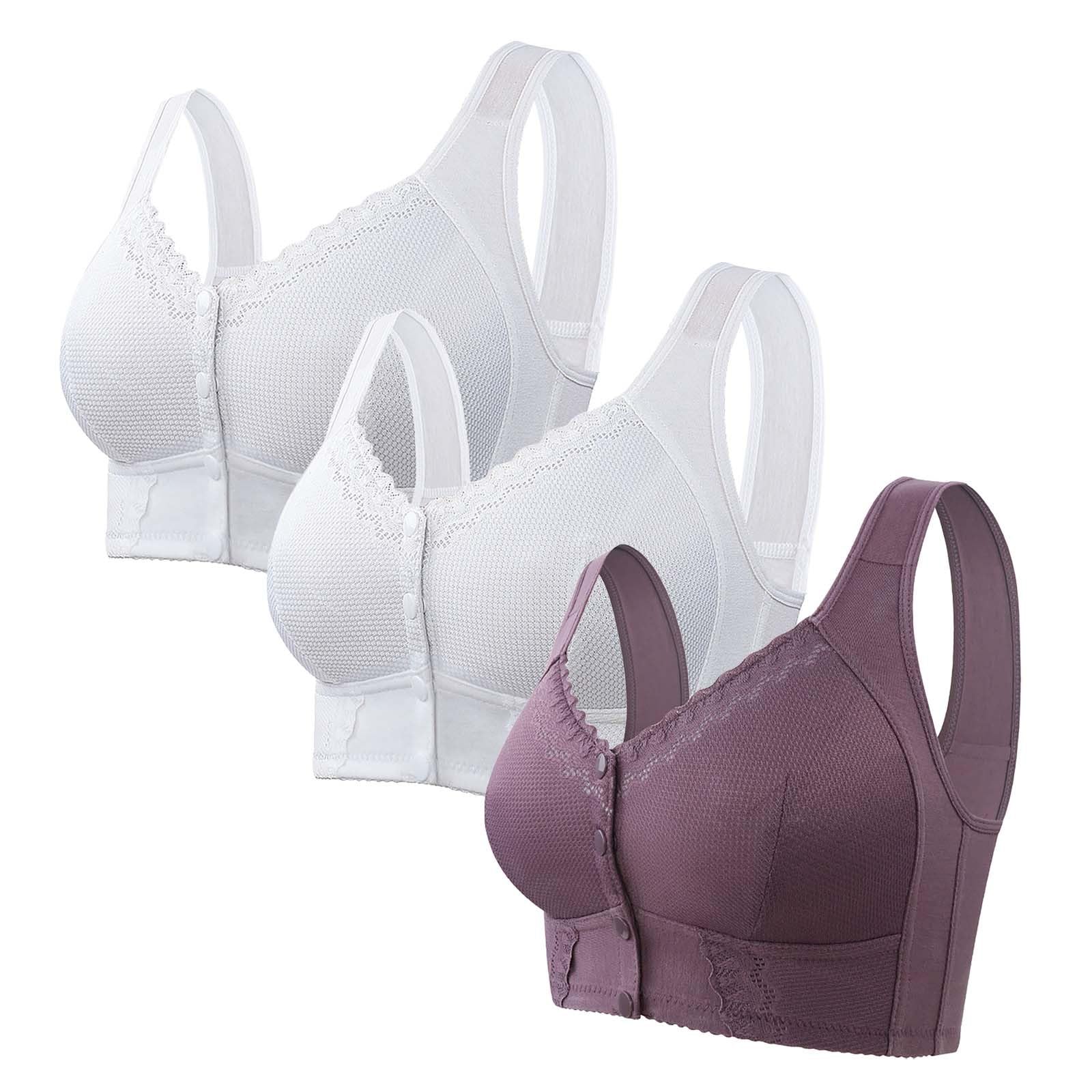Confezione da 2 reggiseni da donna senza ferretto, reggiseni da donna senza ferretto, supporto completo, chiusura frontale, morbidi reggiseni senza fili per le donne reggiseno grande reggiseno leggero
