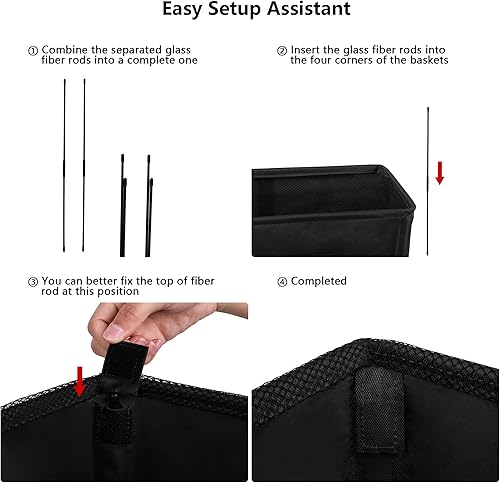 Miniatura 3 de Odonata Slim Laundry Hamper Handles Collapsible Laundry Basket Thin Dirty Clothes Basket Narrow Laundry Bag Foldable Dirty Hamper 45L (Black)