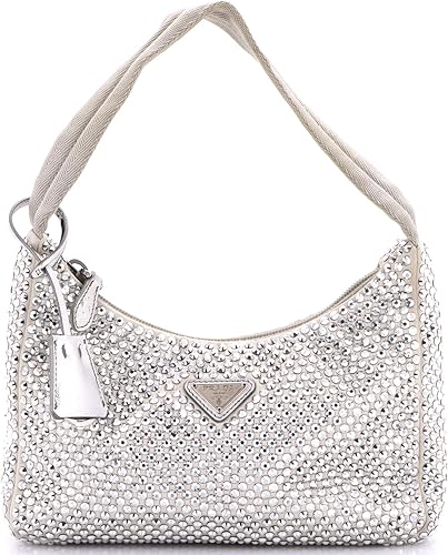 Pre-Loved Re-Edition 2000 Hobo Crystal Embellished Satin Mini, Gray