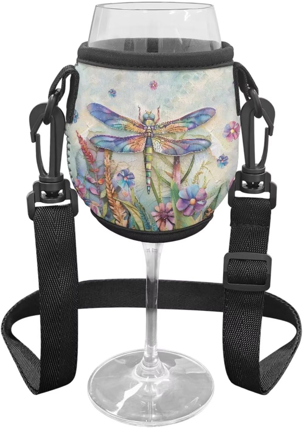 Paws Print Wine Glass Insulator Necklace Comfortable Wine Glass Sleeve Neoprene with Neck Strap Reusable Drink Holder for Parties Adjustable