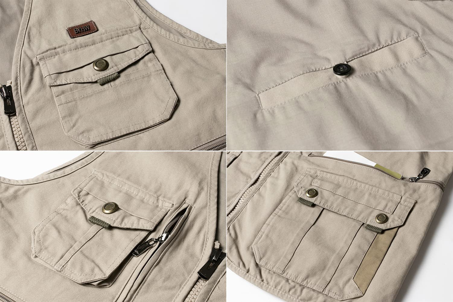 Chaleco de Pesca Hombre Multibolsillos Chaleco Deportivos de Caza Fotografia Algodón Chaleco Tipo Safari Chaqueta Sin Mangas Al Aire Libre
