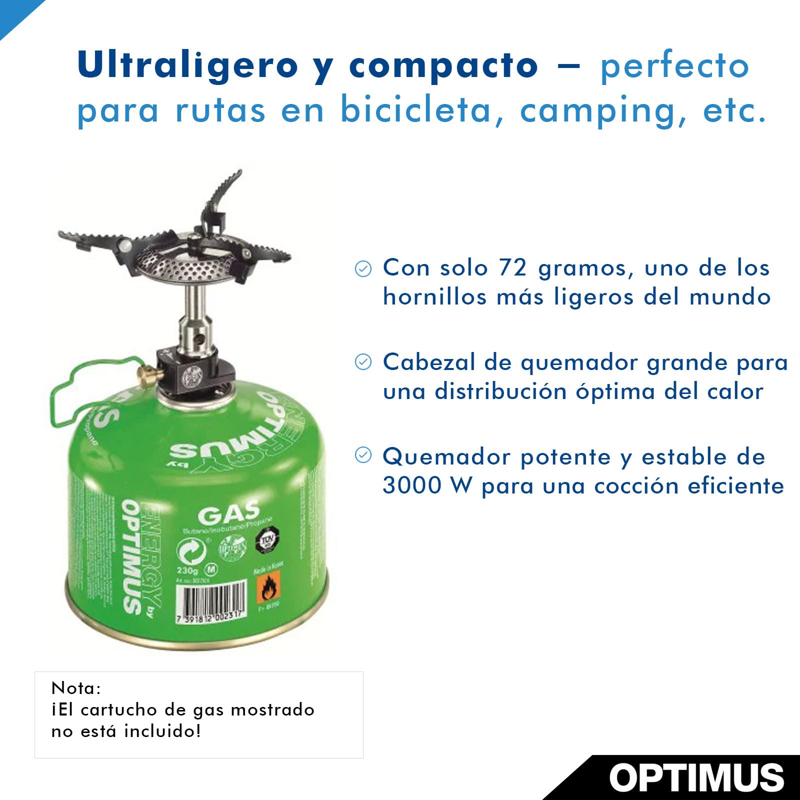 OPTIMUS Crux Lite Solo Gas Cooker Set 3000 W - Camping Stove with Pot