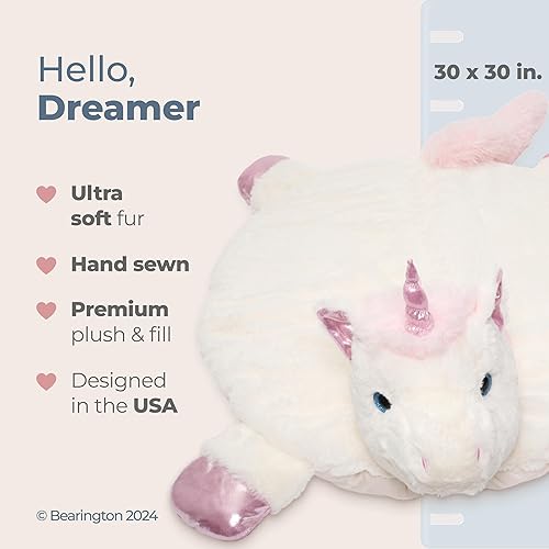 Miniatura 2 de Bearington Baby Dreamer - Tapete de juego para bebé, 30 x 30 pulgadas, manta de peluche de unicornio blanco y rosa
