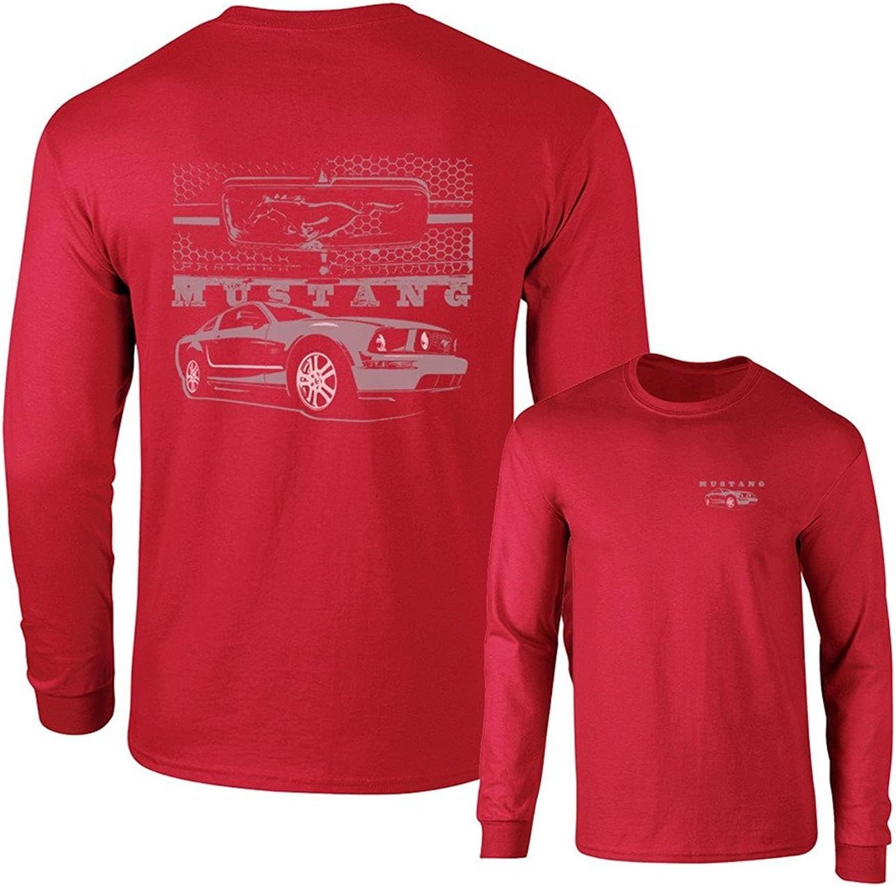 Mustang Pony Grill with Ford CAR Long Sleeve T-Shirt F&B