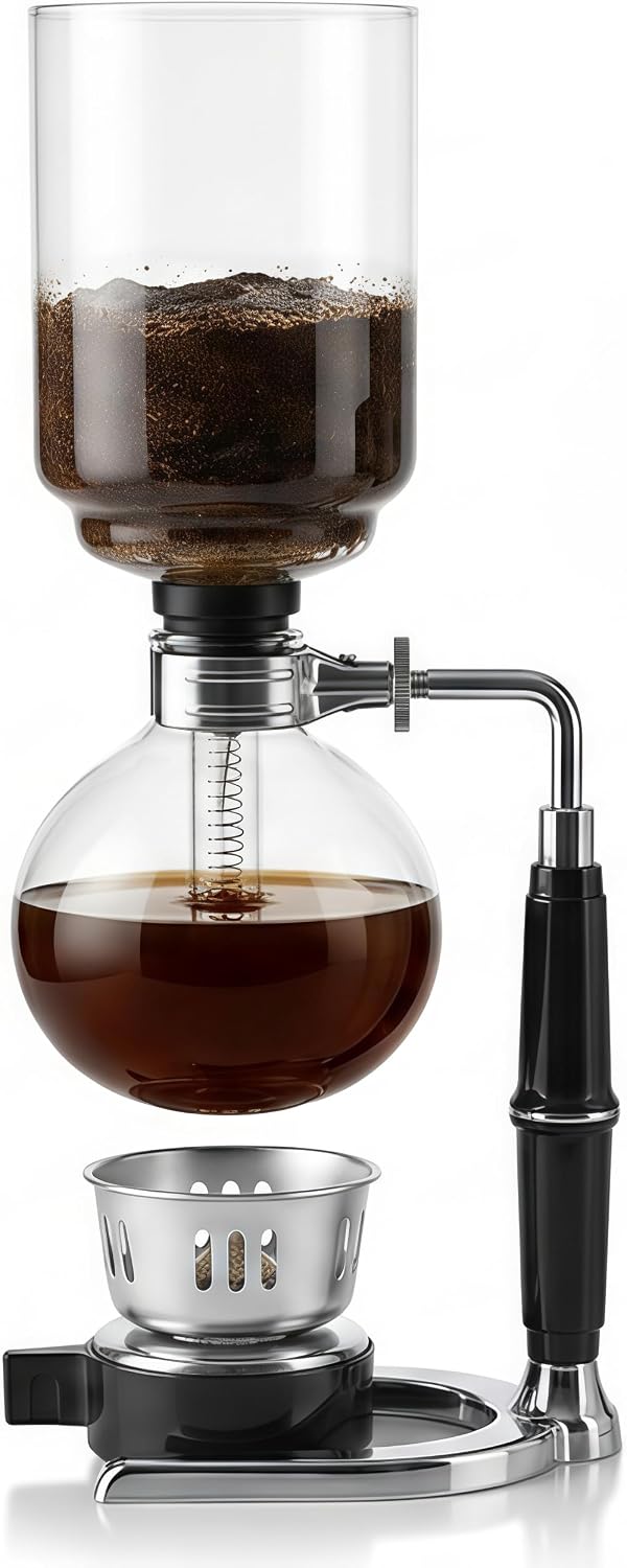 Siphon Coffee Maker, 20 oz Glass Vacuum Brewer with Cloth Filter