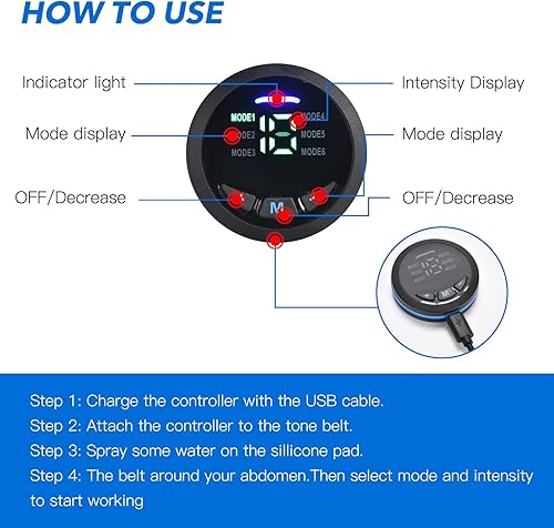 Miniatura 5 de Estimulador ABS, máquina abdominal, estimulador muscular, cinturón de tonificación abdominal, estimulador de abdominales portátil, equipo de