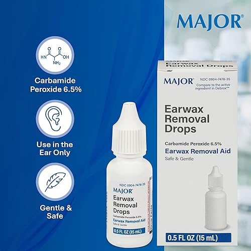 Miniatura 5 de MAJOR Gotas para los oídos Ayuda de eliminación de cera para los oídos 0.5 oz 0.5 fl oz PERÓXIDO DE CARBAMIDA 6.5% USA