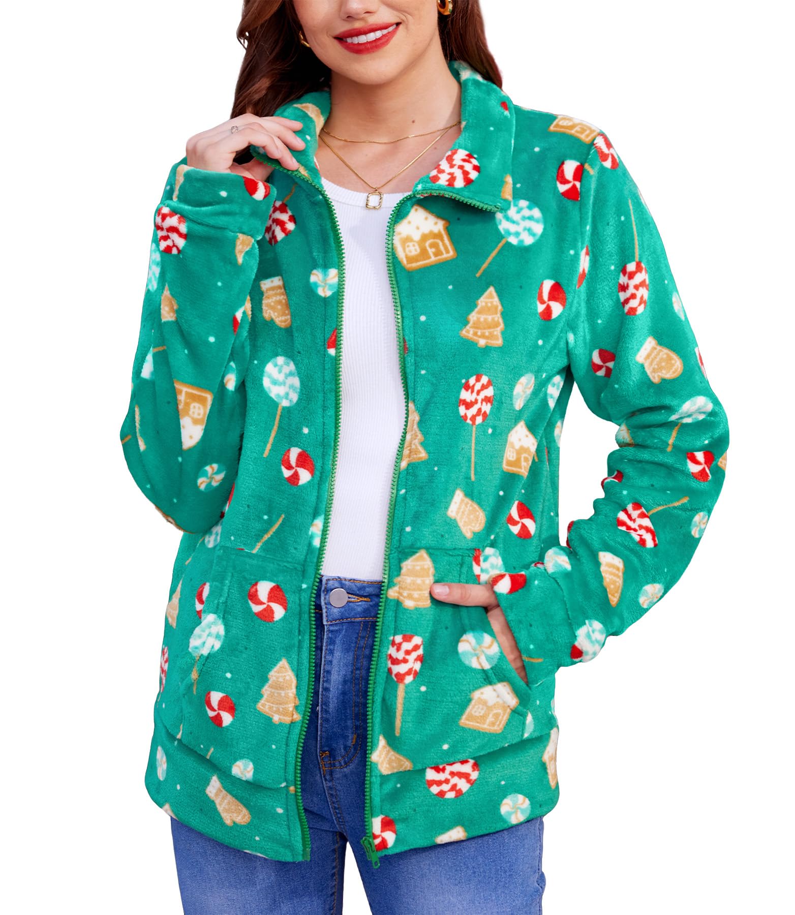 For G and PL Womens Long Sleeve Full Zip Soft Warm Fleece Jacket