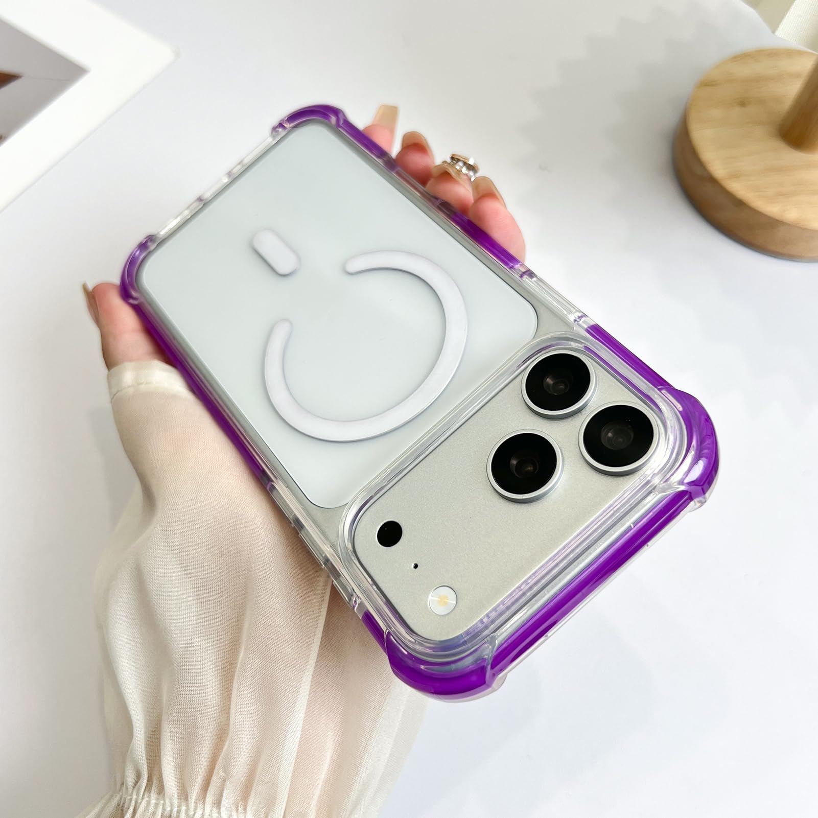 SAKUULO Custodia magnetica trasparente per iPhone 121 Pro 16 cm, viola