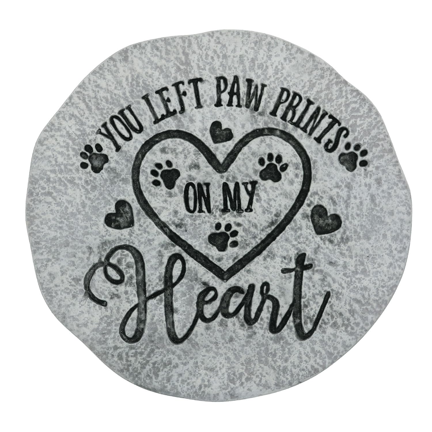 Landoraloria Pet Memorial Stone, 10” Cement Heart Stepping Stone, Outdoor Garden Remembrance Stone for Loss of Dog or Cat – “You Left Paw Prints on My Heart”