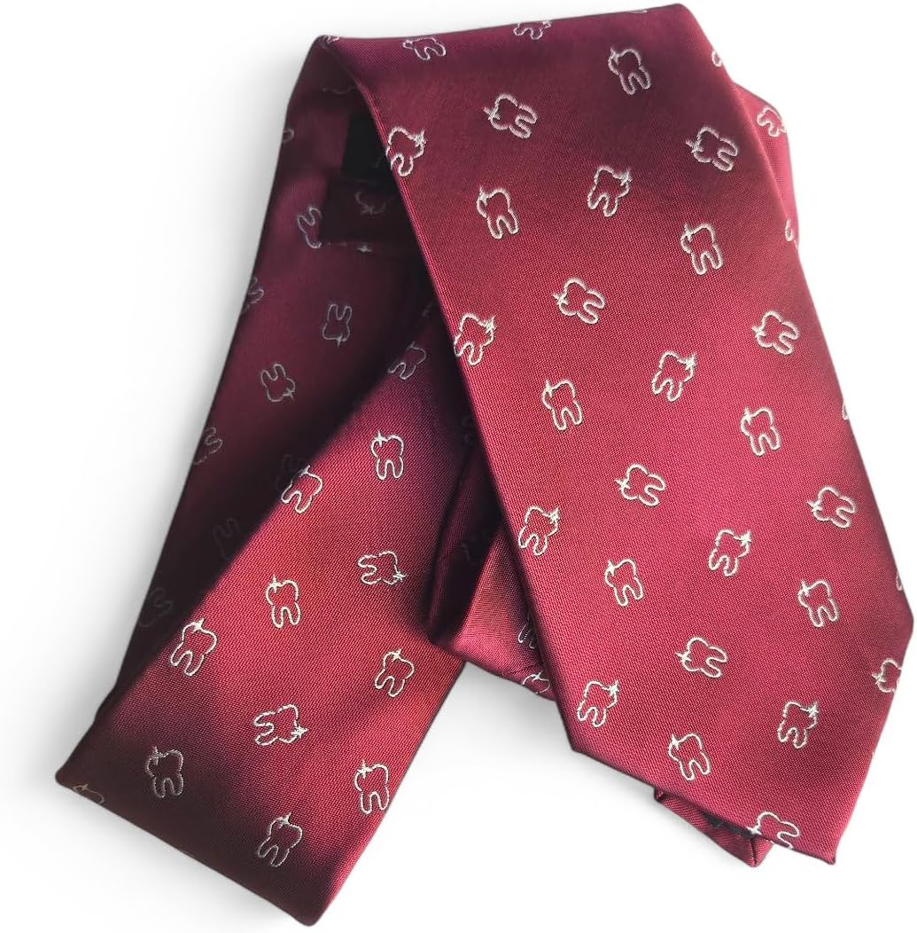 Maker V Dentist Necktie in Red Exclusive - Dentist Tie - Orthodontist Necktie - Dental Hygienist Gift