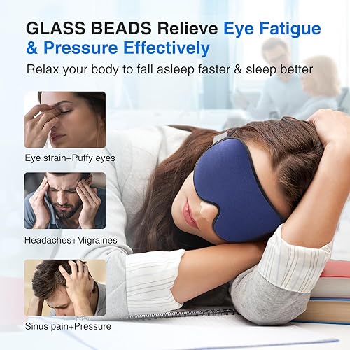 Miniatura 3 de YFONG Máscara de sueño con peso, para mujeres y hombres, máscara de ojos 3D con bloqueo de luces para dormir (4.2 onzas4.23 oz), máscara de ojos