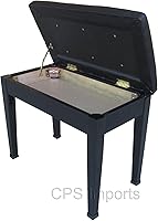 Vista 2 de CPS Imports Taburete de banco de piano digital ébano con almacenamiento de música