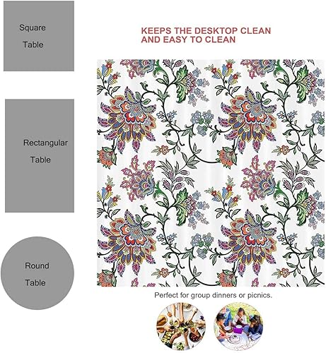 Vista 26 de Mantel Redondo para mesa de 4 sillas, diseño retro 60S 70S y 70S, decoración para comedor, 30 x 30 pulgadas