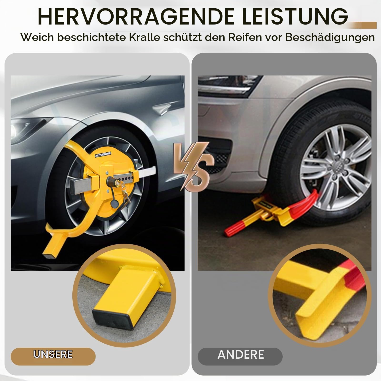 Wegfahrsperre Radkralle Rad Defender Schloss Klemme Reifen Schloss 13-17" Auto Caravan Anhänger Sicherheit Schlüssel