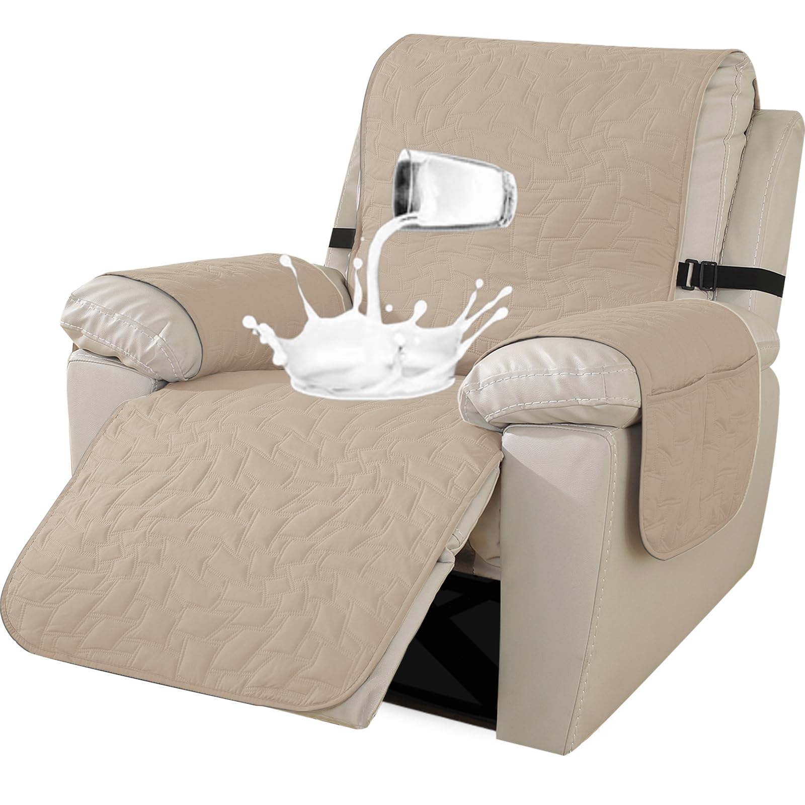 Ystyle Recliner Armchair Cover, Waterproof 1 Seater Sofa Cover, Recliner Armchair Cover, Recliner Sofa Cover, Washable 1 Seater Armchair Cover (1 Seat, Beige) Global Recycled Standard Global Recycled Standard Global Recycled Standard
