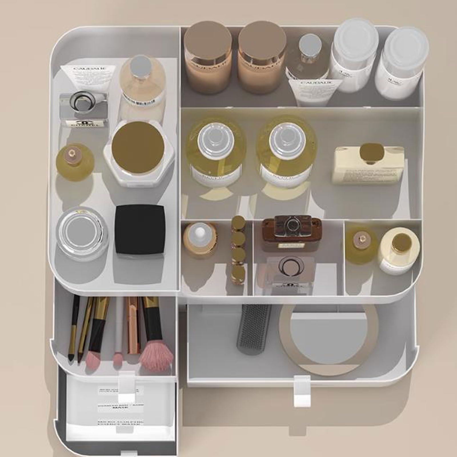 Kosmetik-Aufbewahrungsorganisator Make-up-Organizer, Aufbewahrungsbox, umfassender Kosmetik- und Hautpflege-Organizer for Schlafzimmer und Badezimmer, mit Schubladen Arbeitsplatten-Organizer(Weiß)