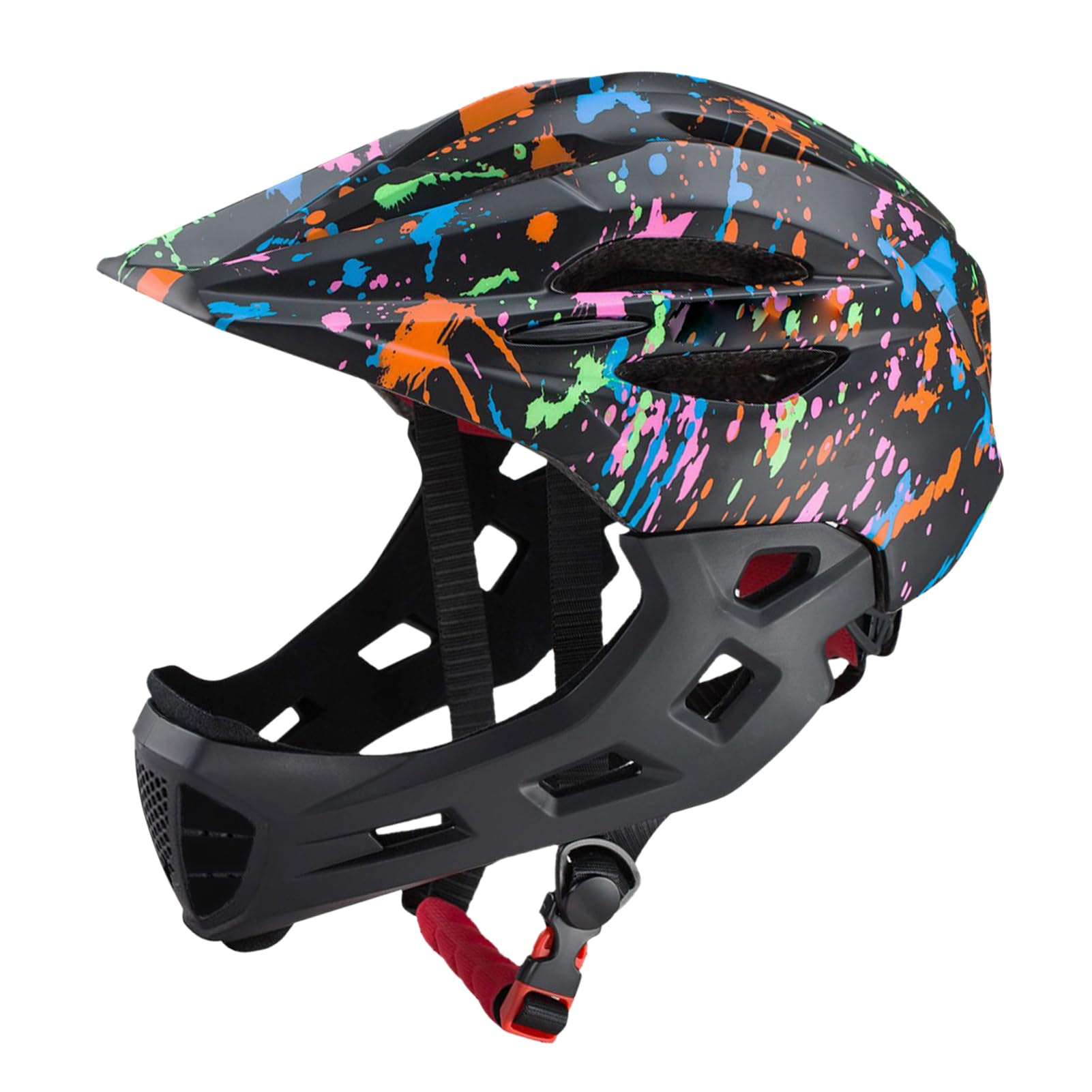 LIXADA Kids Full Face Bike Helmet with LED Light Adjustable Breathable Toddler Lightweight 16 Vents for MTB Skateboarding Scooter Cycling 52-56cm (M)