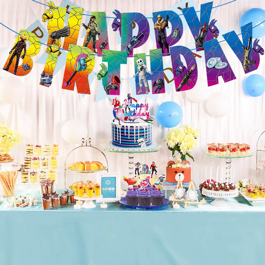8 Figurines Fortnite + 50 Autocollants - Décoration Anniversaire Fortnite, Toppers Gâteau, Jouets 10 Cm