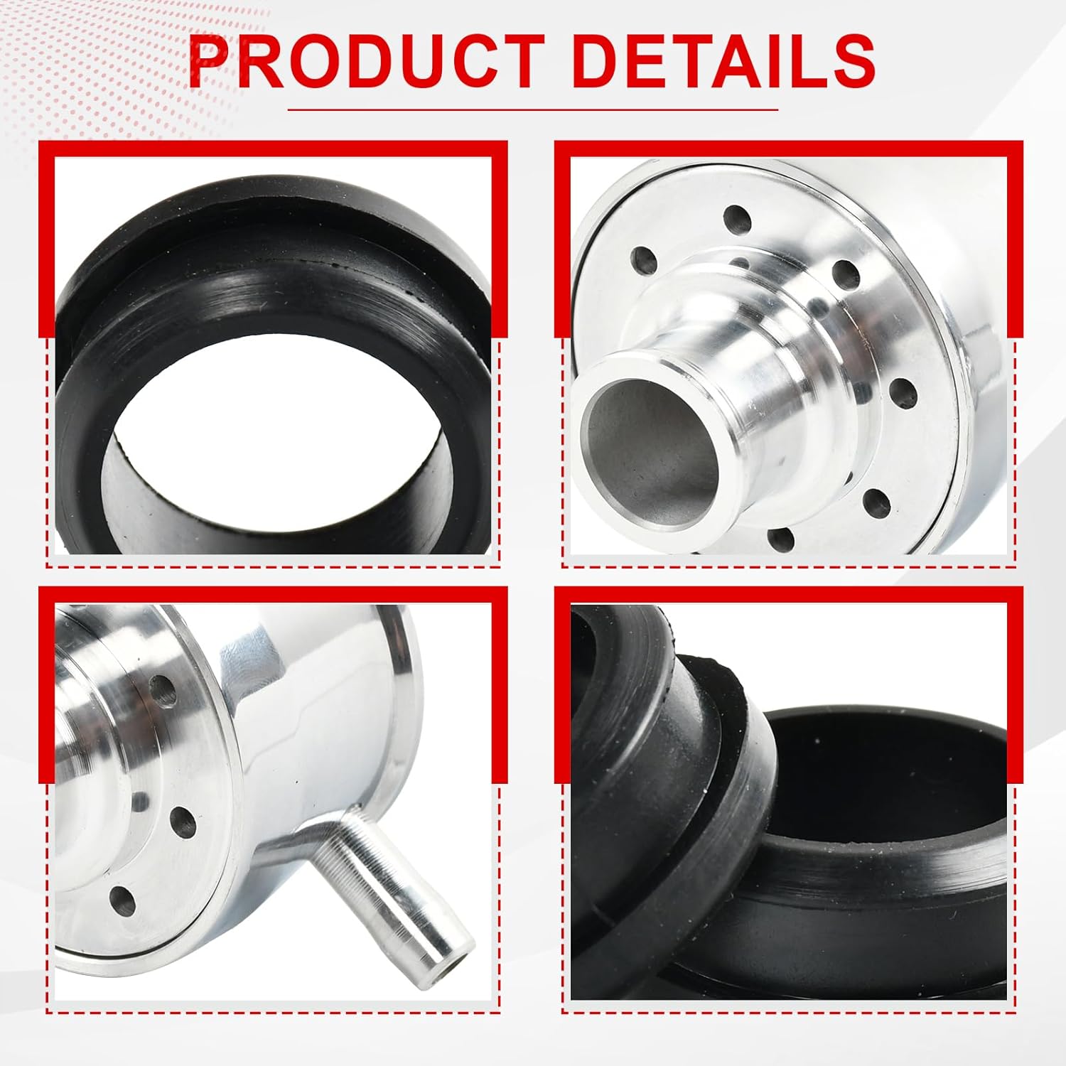 Silver Aluminum Smooth Valve Cover & Breather Combo with 2 Grommets Compatible with SBC BBC SBF For 1-1/4" Hole-2PC