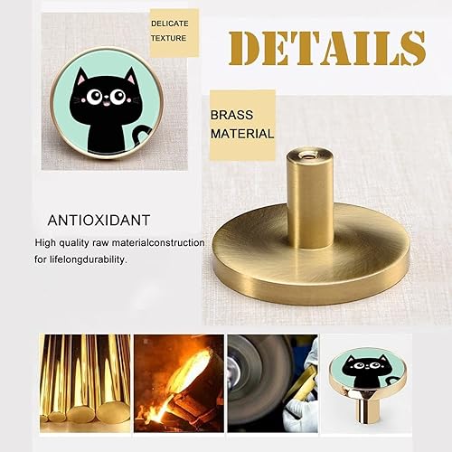 Miniatura 3 de AAMPEAR Paquete de 4 pomos negros de aleación de zinc, lindos pomos de cajón con cara sonriente de gato para cajones de gabinete y tocador, ganchos