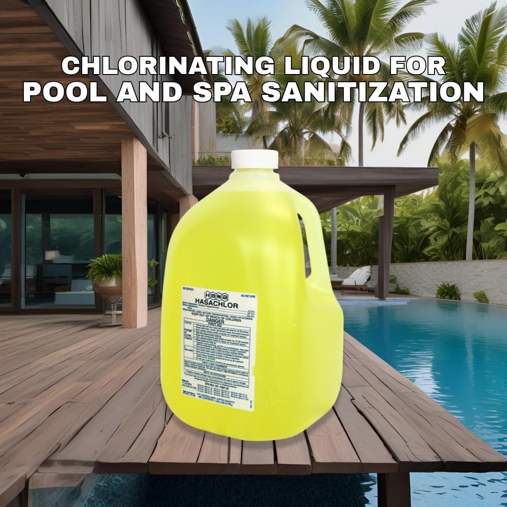 DPM HASA Liquid Chlorine for Swimming Pool | Sodium Hypochlorite 12.5 Percent Pool Shock | Made in USA | Commercial Grade Pool Chlorine Liquid | Essentials Chlorinating Liquid (1)